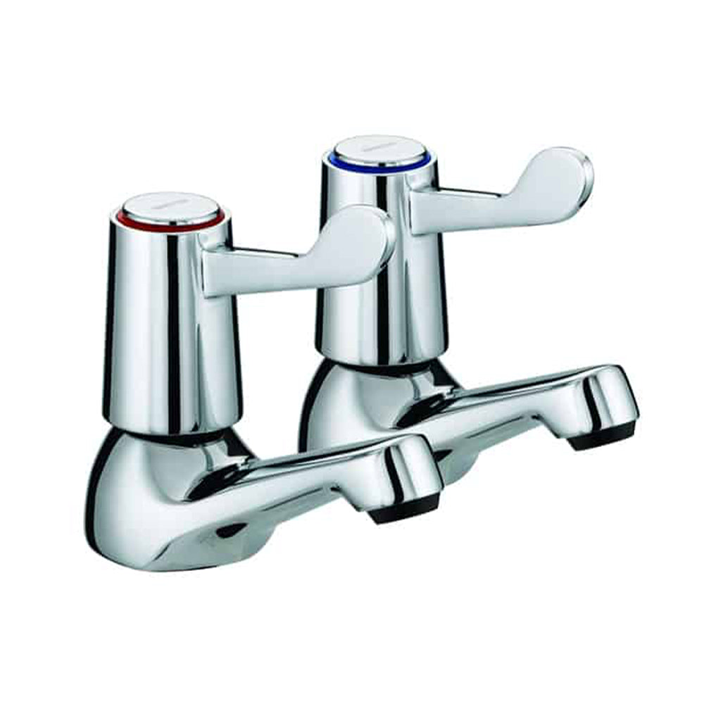 Deck mounted basin taps