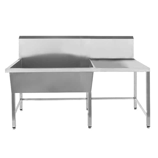 Stainless steel single bowl utility sink with drainer