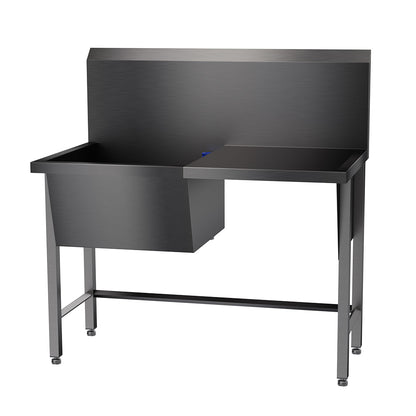 Stainless steel single bowl utility sink with drainer