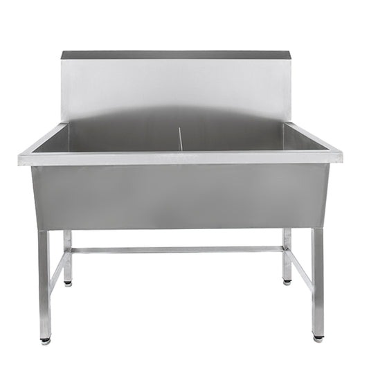 Stainless steel double bowl utility sink