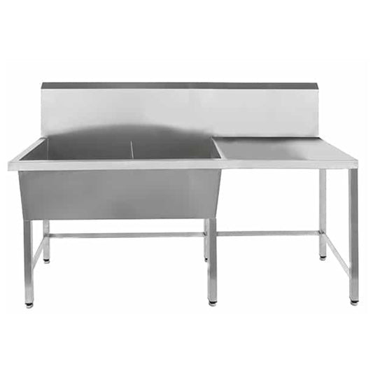 Stainless steel double bowl utility sink with drainer