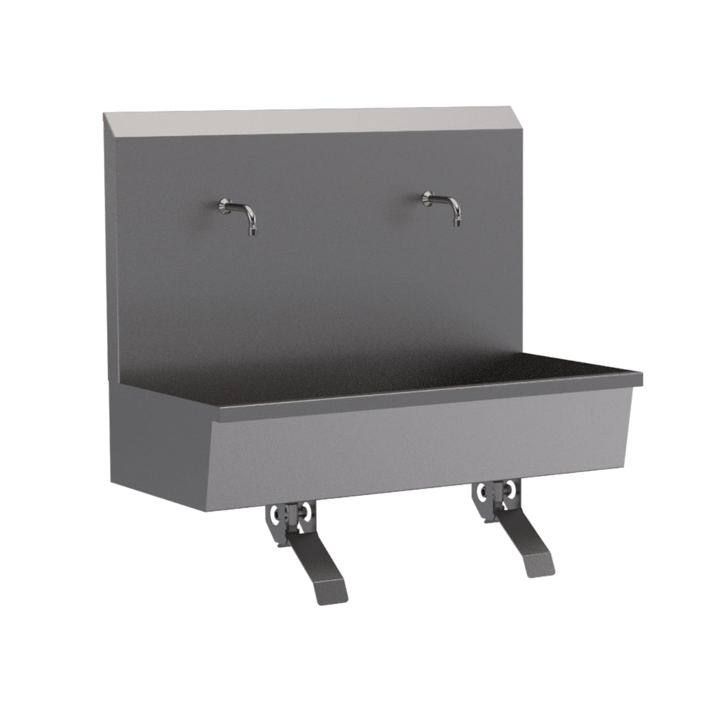 Stainless steel two station scrub sink