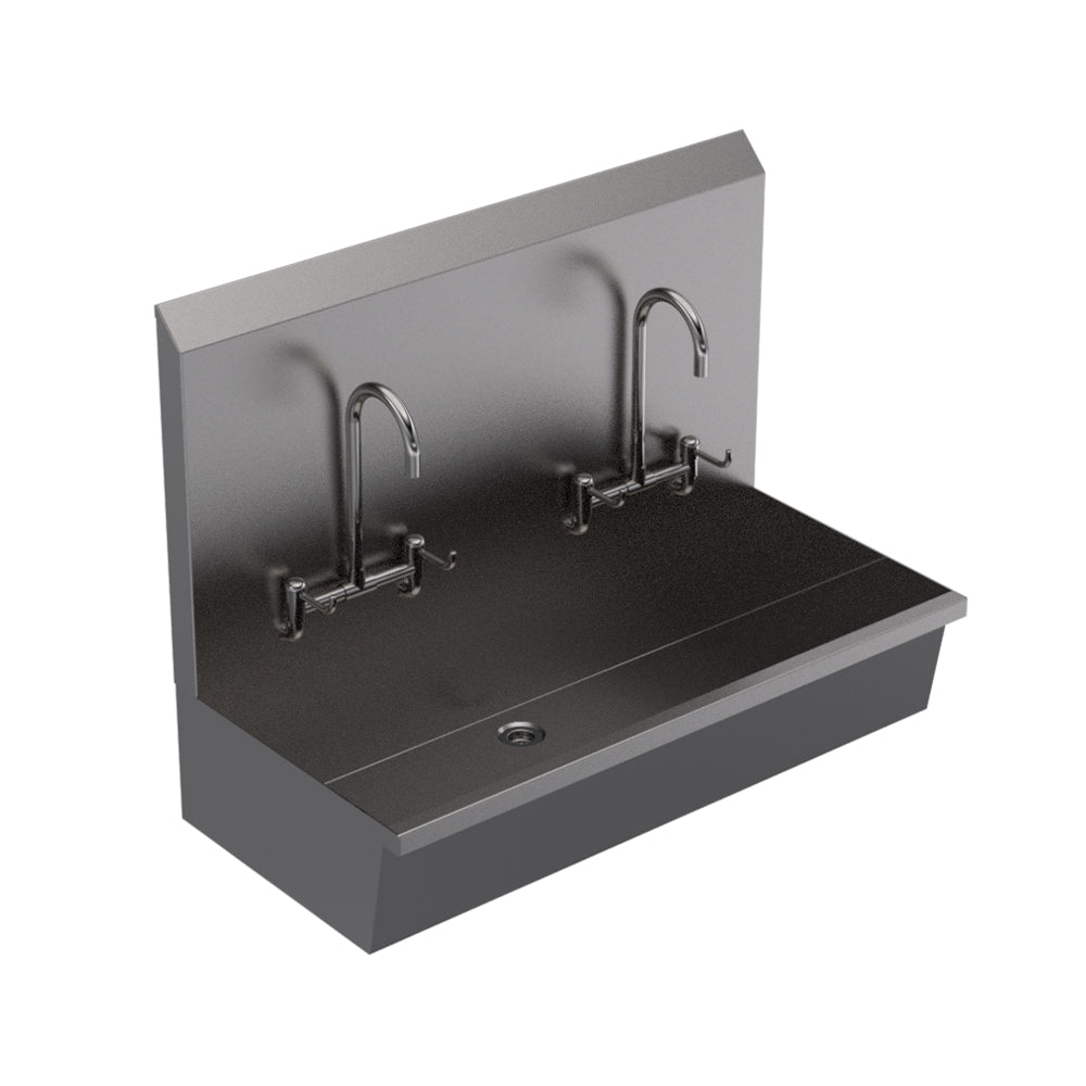 Stainless steel two station scrub sink