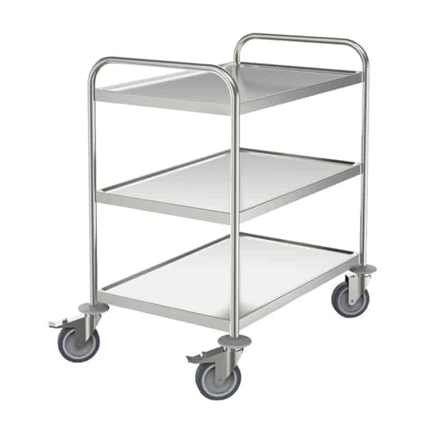 Stainless steel heavy duty solid shelved trolleys