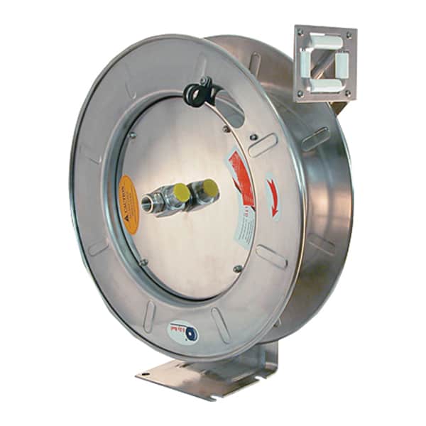 Stainless steel spring rewind hose reel