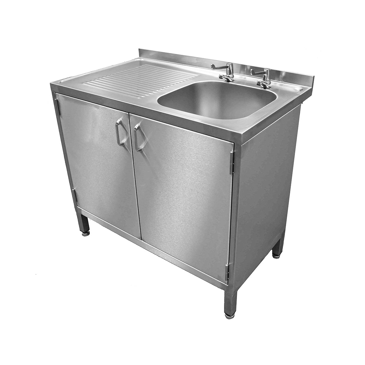 Stainless steel single bowl sink with cupboard