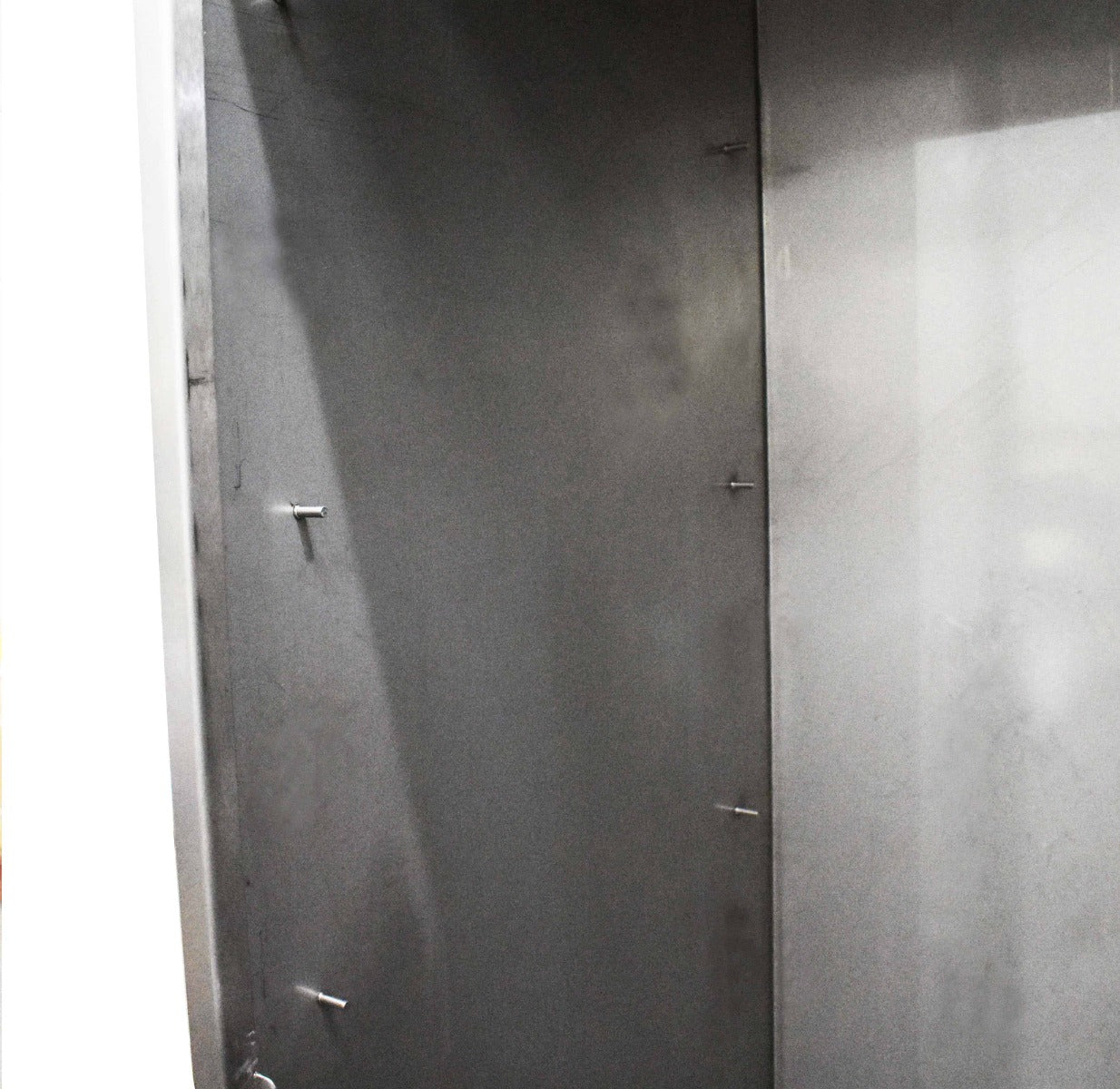 Stainless steel janitorial cupboard with shelves