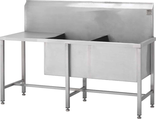 Stainless steel double bowl utility sink with drainer