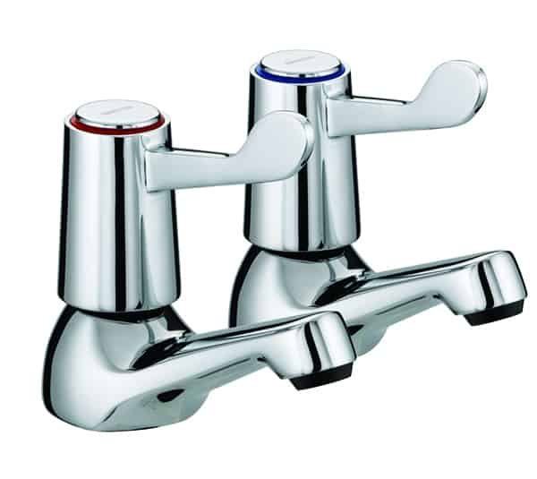 Deck mounted basin taps