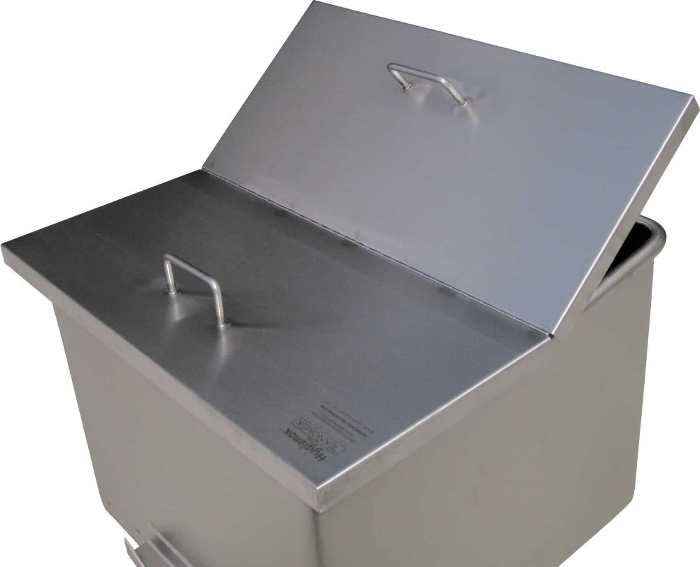 Stainless steel centre hinged tote bin lid