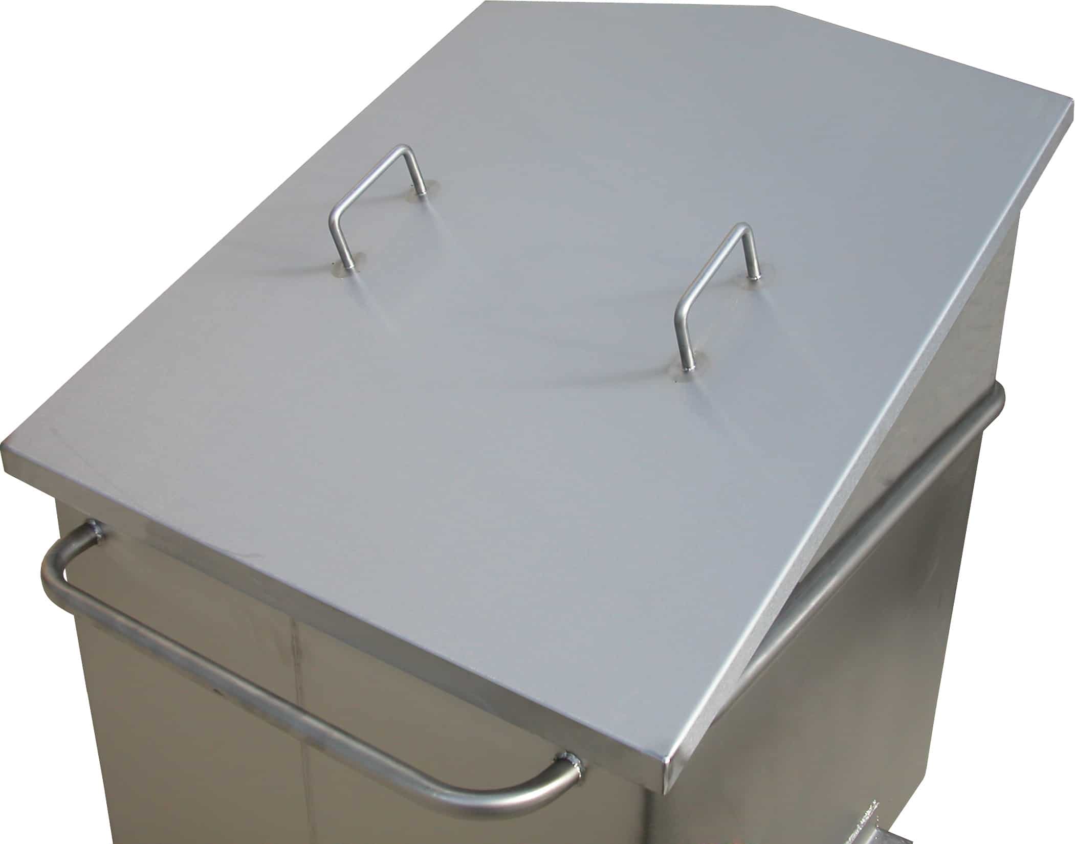 Stainless steel chuted tote bin lid