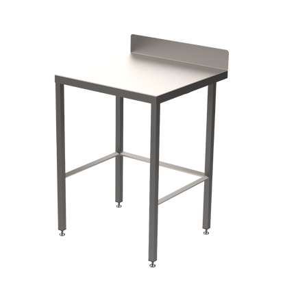 Stainless steel light duty table with diamond rear tie bar