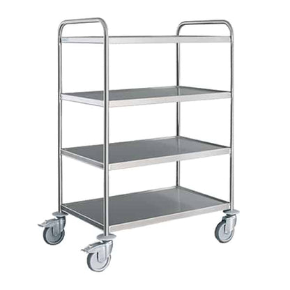 Stainless steel heavy duty solid shelved trolleys