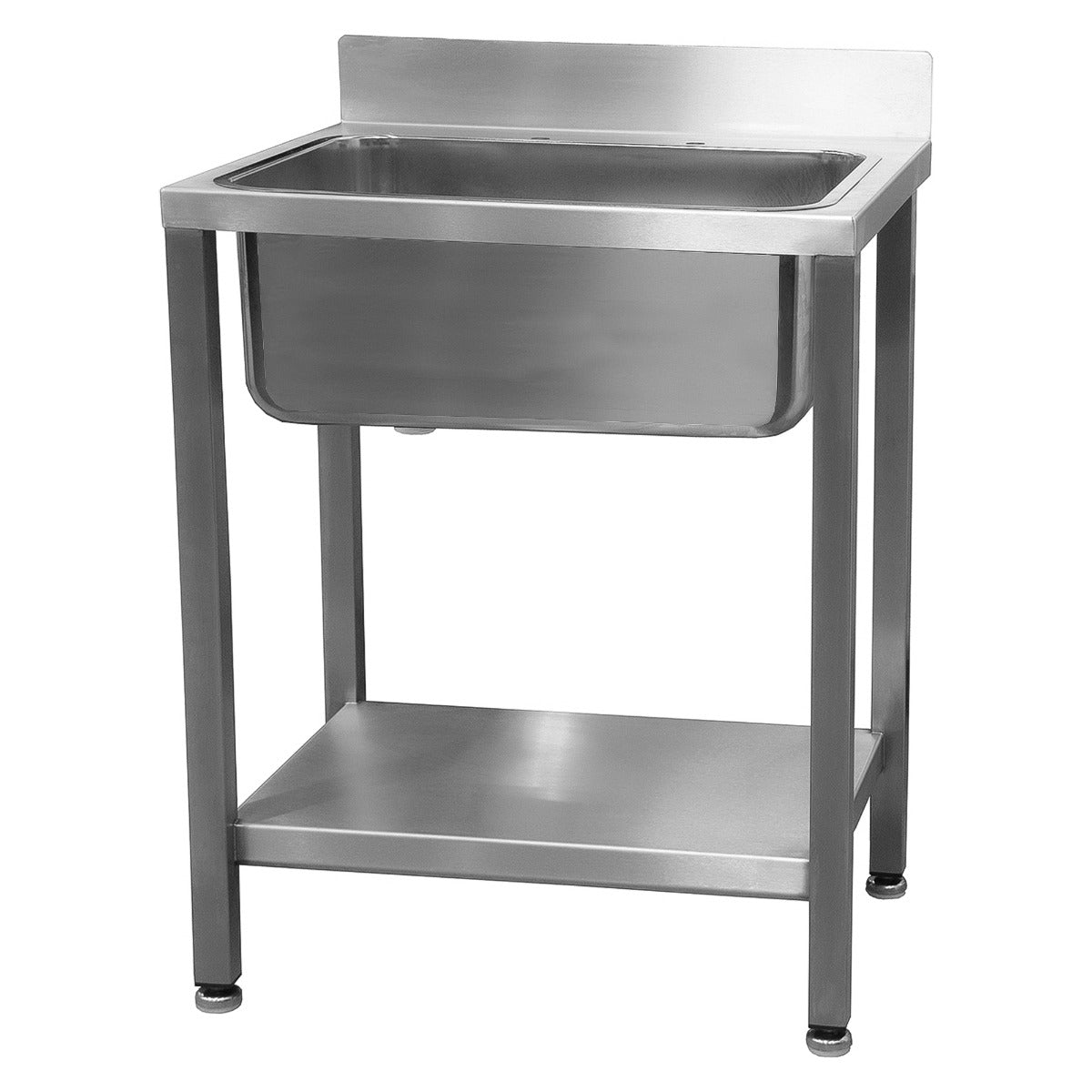 Stainless steel freestanding sink with upstand