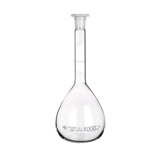 Class A Borosilicate Volumetric Flasks with Plastic Stoppers, Pack of Ten