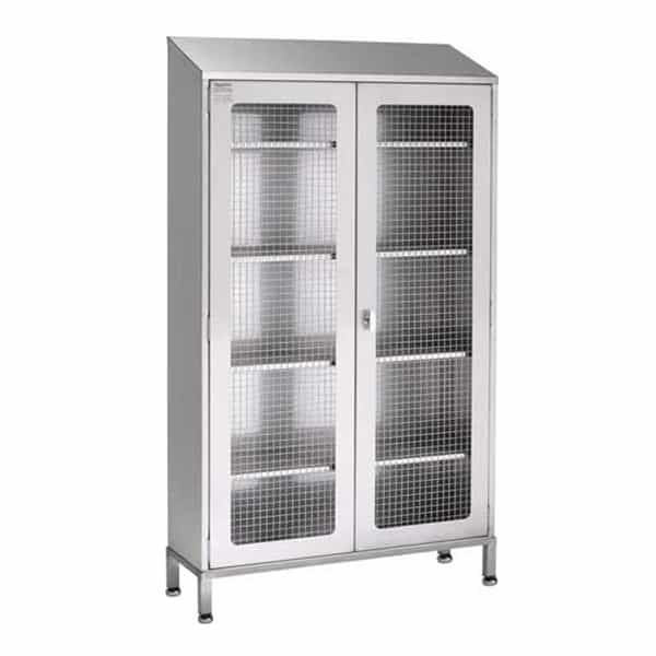 Stainless steel tall storage cupboard with mesh doors