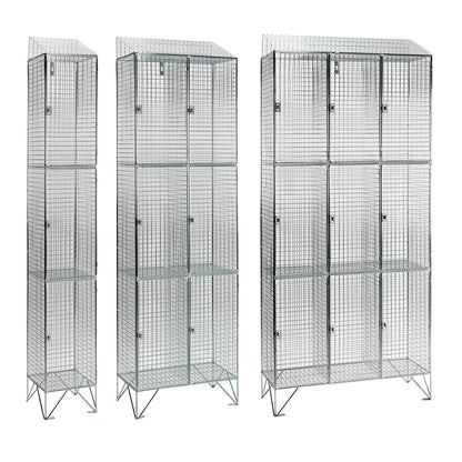 Stainless steel wire mesh lockers with sloping top