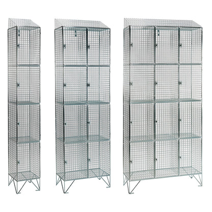 Stainless steel wire mesh lockers with sloping top