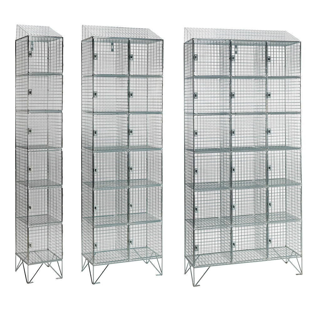 Stainless steel wire mesh lockers with sloping top