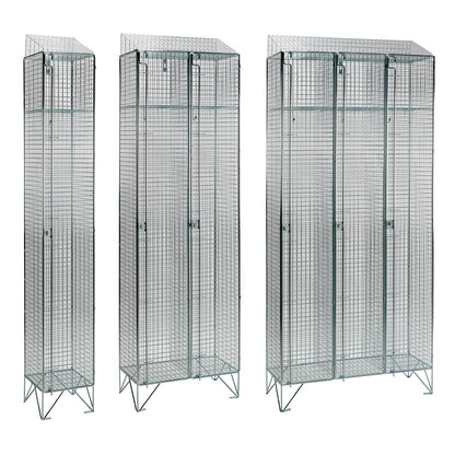 Stainless steel wire mesh lockers with sloping top
