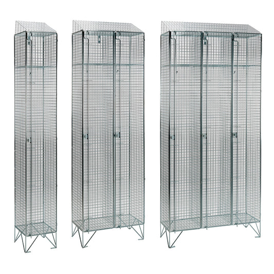 Stainless steel wire mesh lockers with sloping top