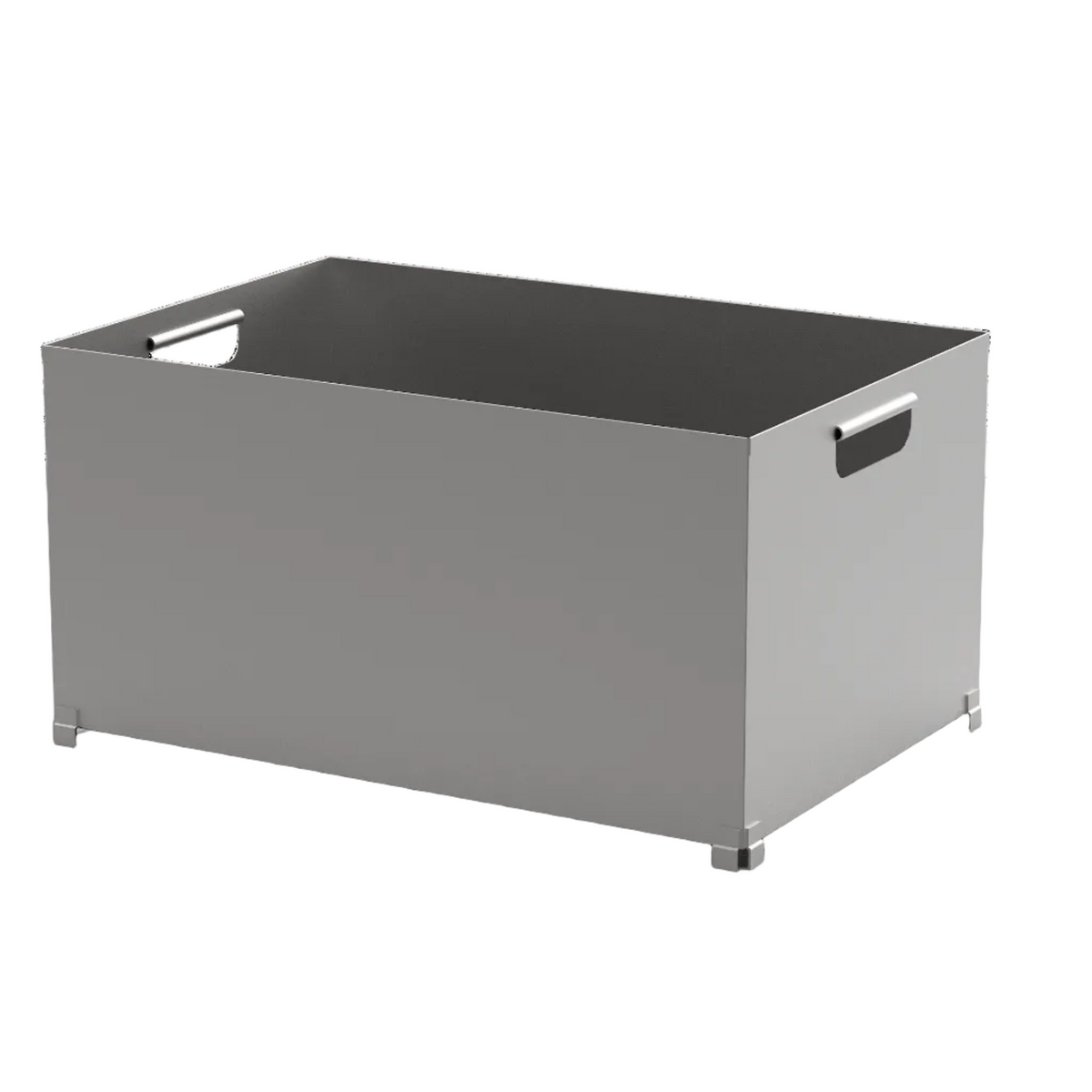 Single E2 stainless steel stackable euro crate on a white background