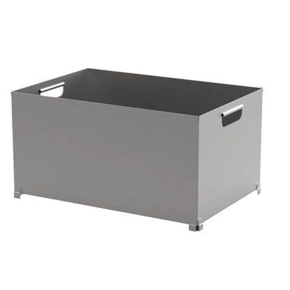 Single E2 stainless steel stackable euro crate on a white background
