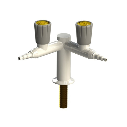 White and grey gas taps with two way valves