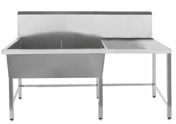 Stainless steel triple bowl utility sink with double drainer