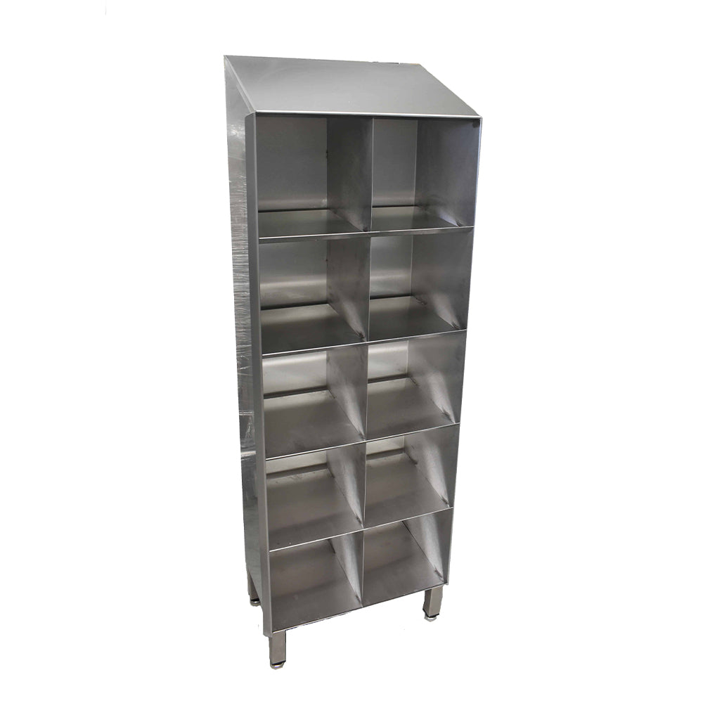 Stainless steel shoe and garment storage cupboard