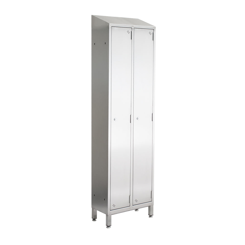 Stainless steel lockers with sloping top