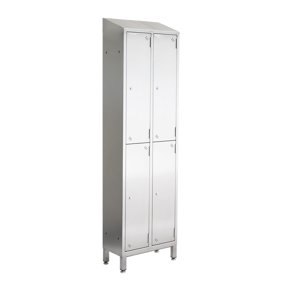 Stainless steel lockers with sloping top