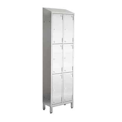 Stainless steel lockers with sloping top