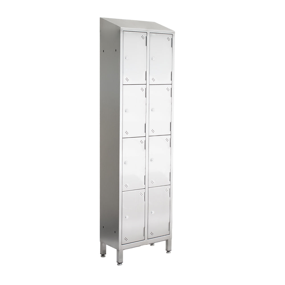 Stainless steel lockers with sloping top