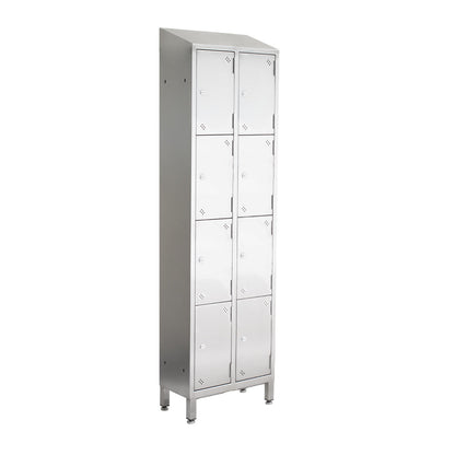 Stainless steel lockers with sloping top