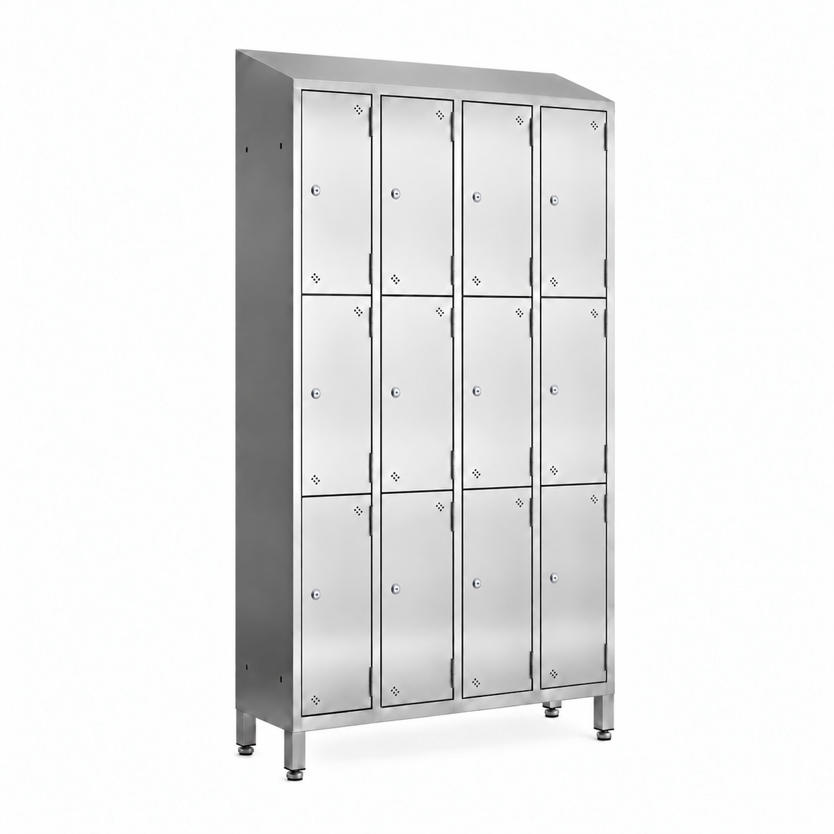 Stainless steel lockers with sloping top