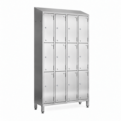 Stainless steel lockers with sloping top