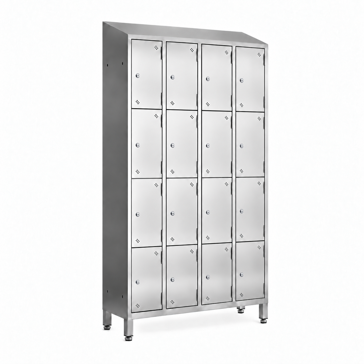 Stainless steel lockers with sloping top