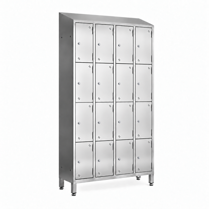Stainless steel lockers with sloping top