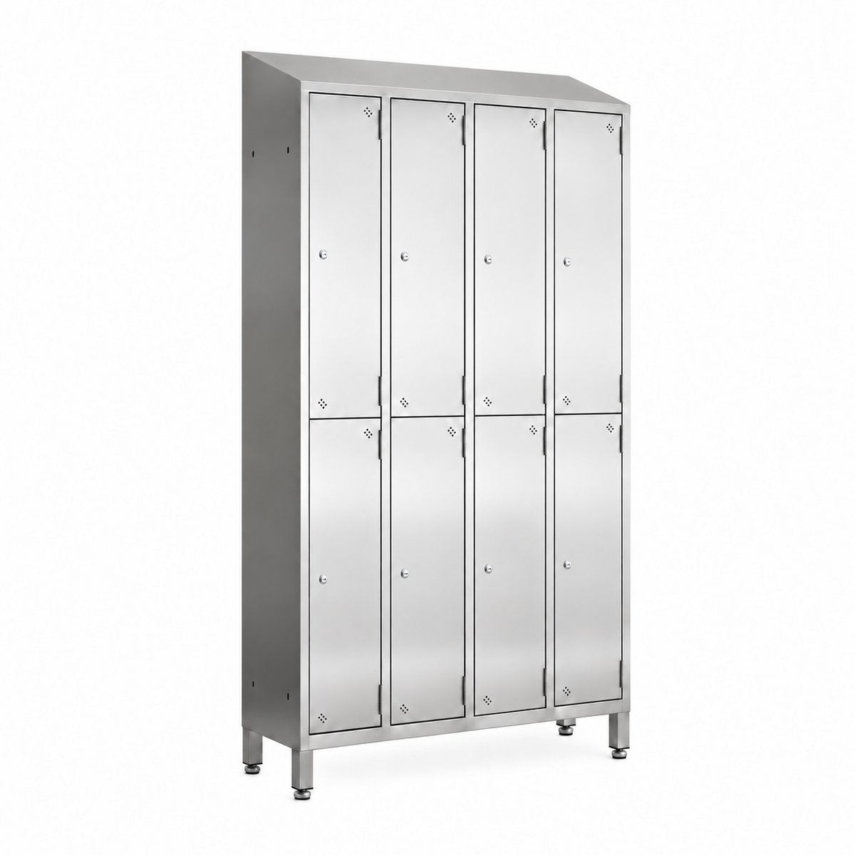 Stainless steel lockers with sloping top