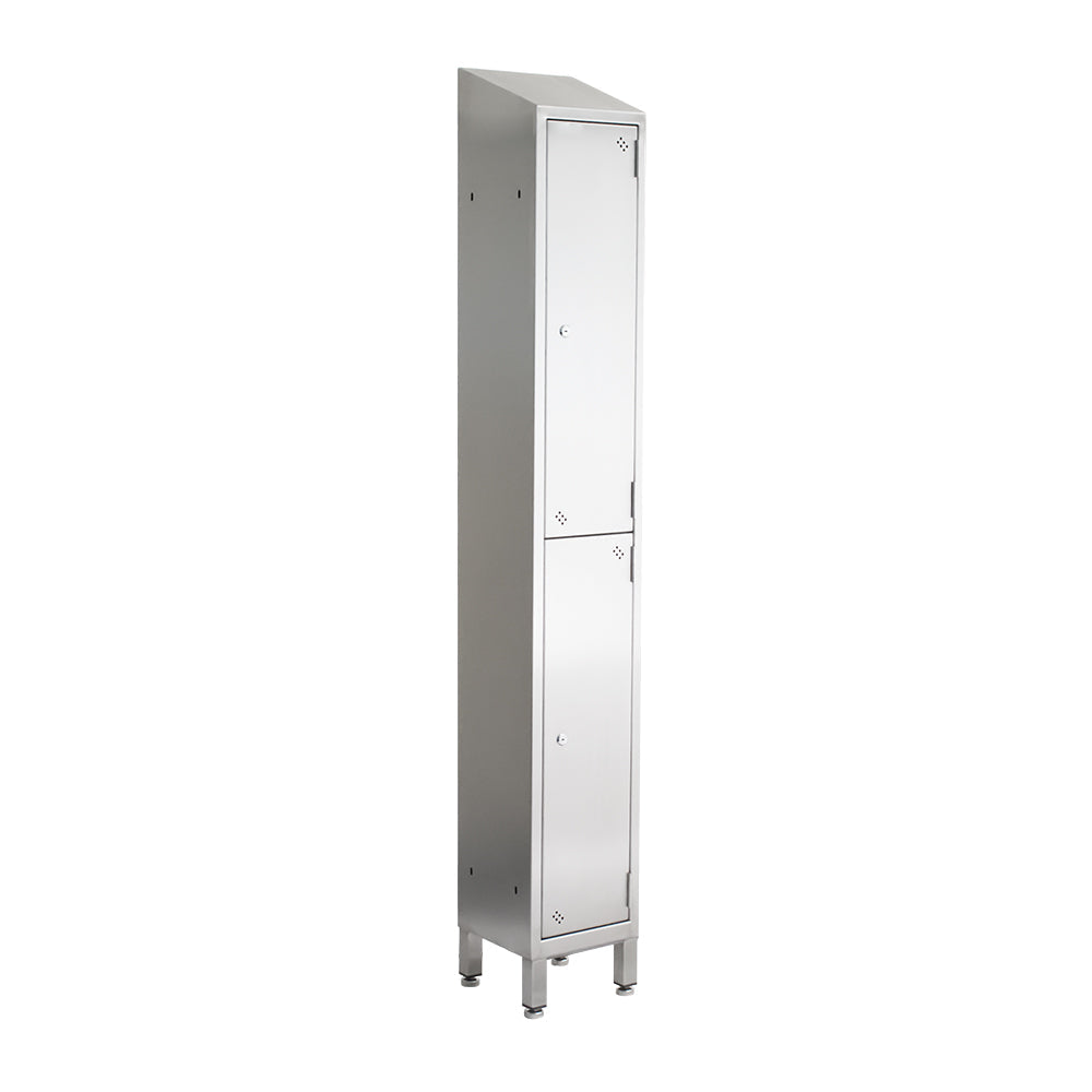 Stainless steel lockers with sloping top