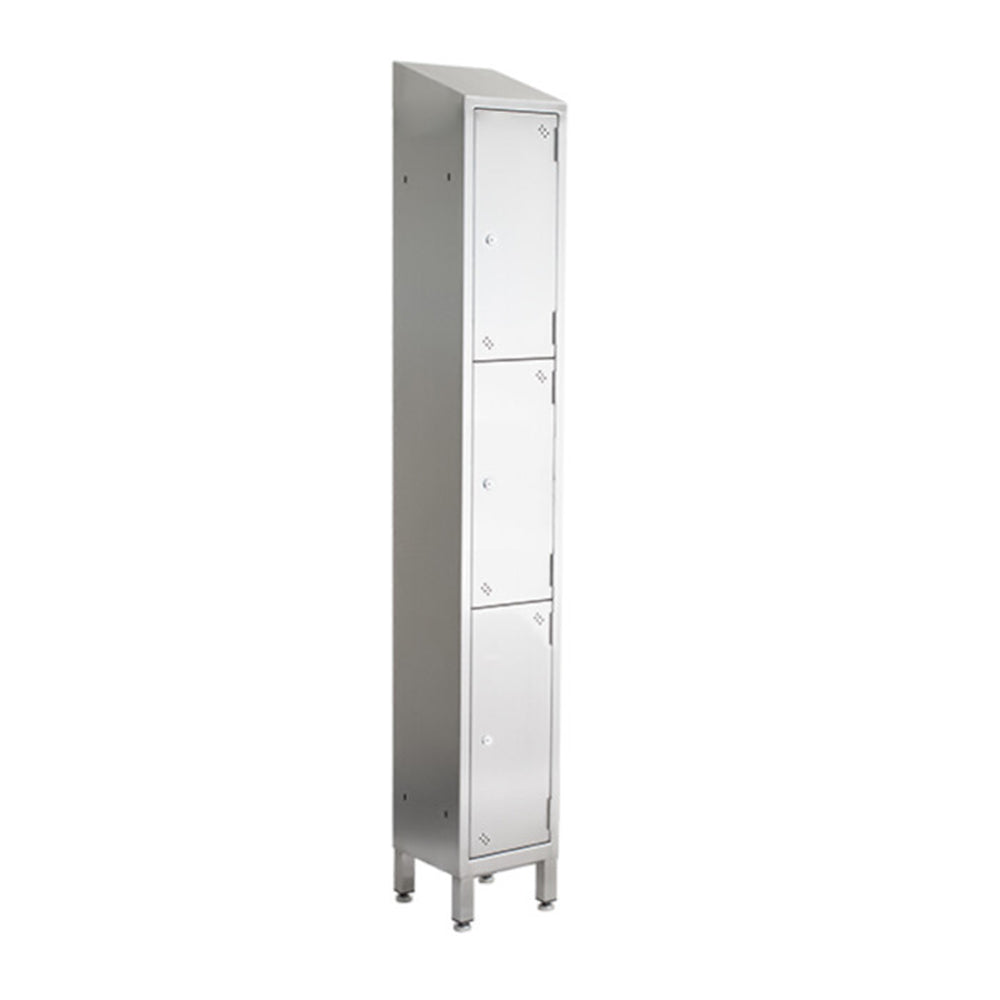 Stainless steel lockers with sloping top
