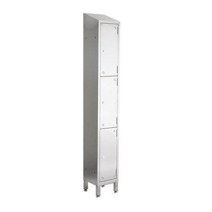 Stainless steel lockers with sloping top