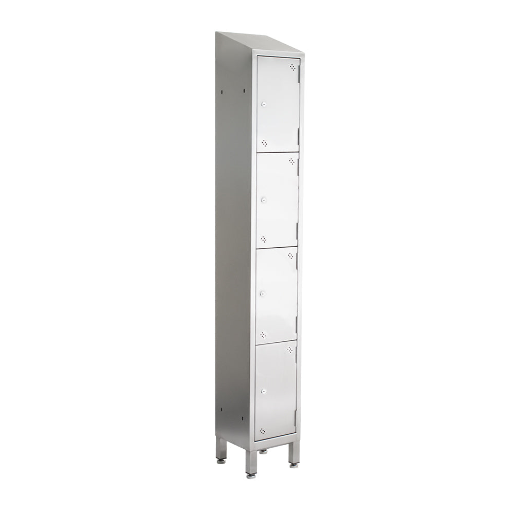 Stainless steel lockers with sloping top