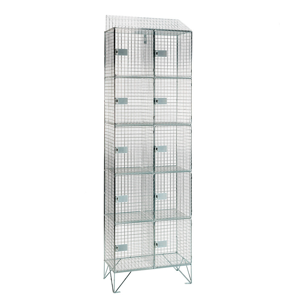 Mild steel wire mesh lockers with sloping top