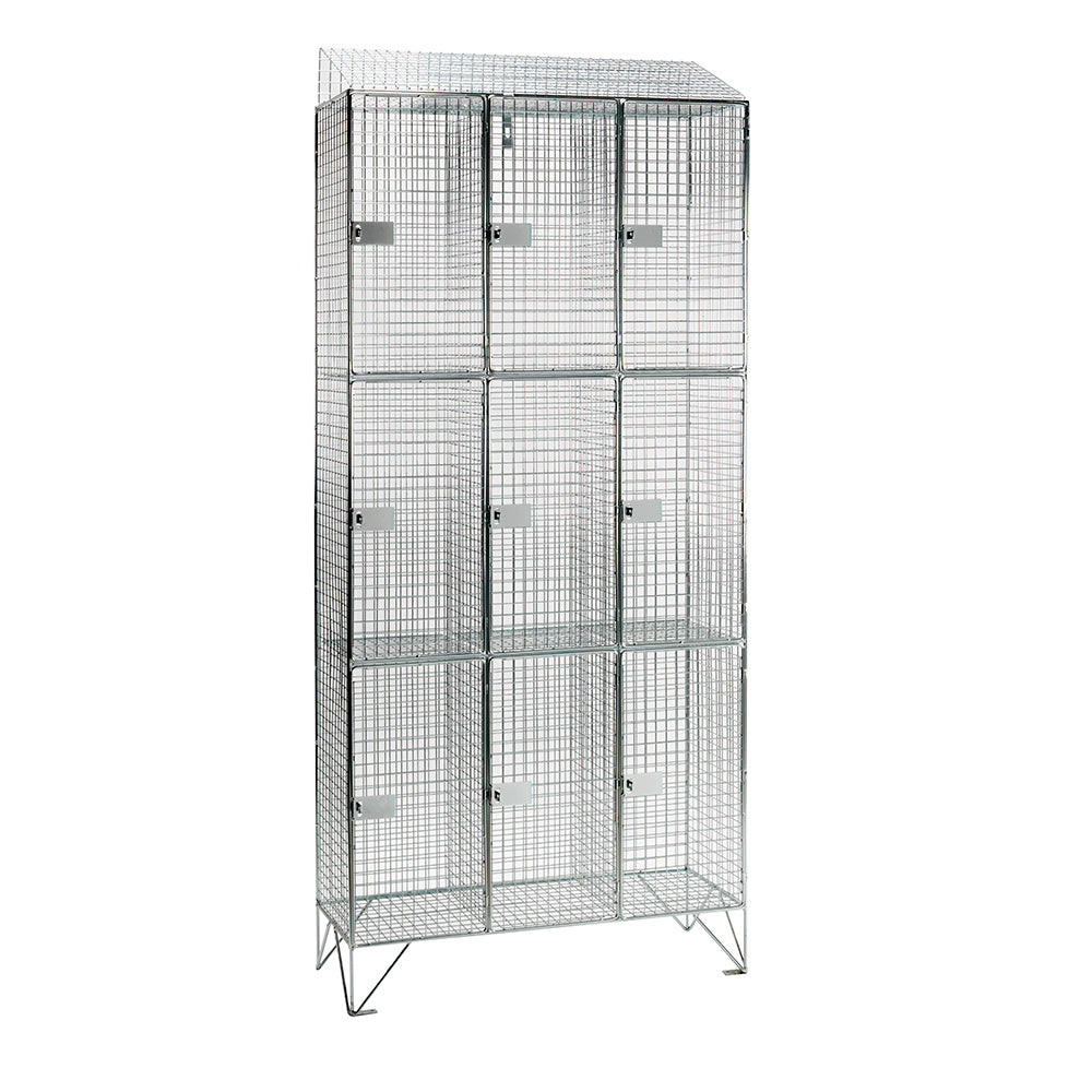 Mild steel wire mesh lockers with sloping top