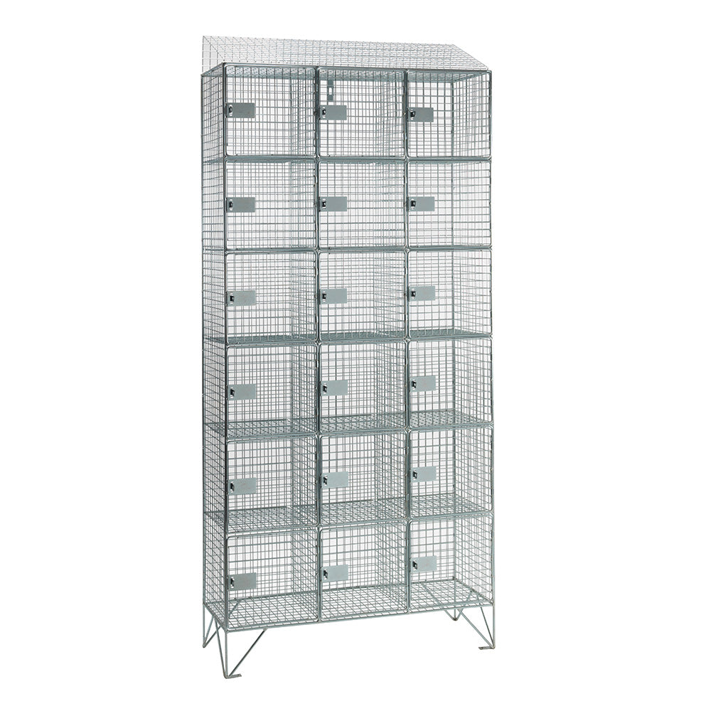 Mild steel wire mesh lockers with sloping top