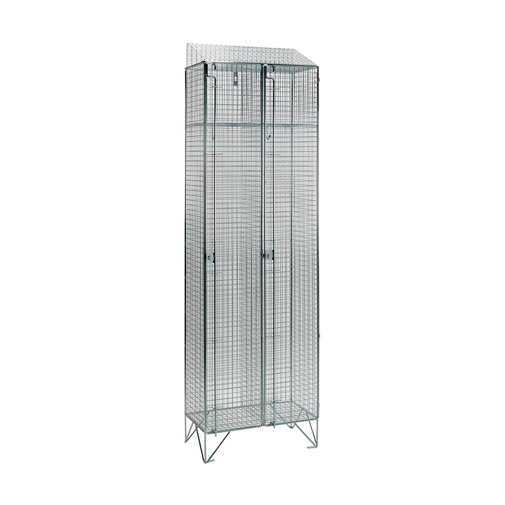 Stainless steel wire mesh lockers with sloping top