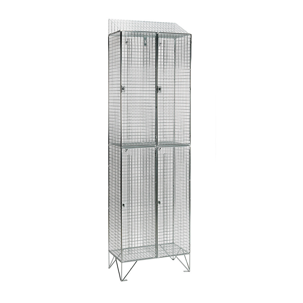 Stainless steel wire mesh lockers with sloping top