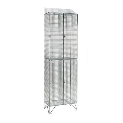 Stainless steel wire mesh lockers with sloping top